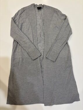 Talbots Light Gray 100 Percent Merino Wool Cardigan with Side Slits Soft